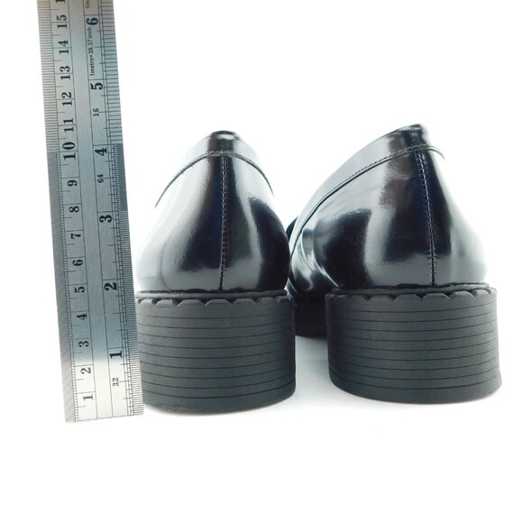 Unworn VINCE CAMUTO Black Leather Platform Block Heel Slip-on Loafers 12 - Picture 6 of 7